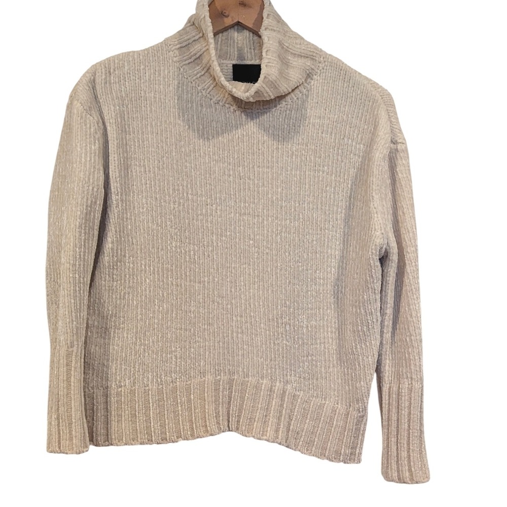 Cynthia Rowley XS Beige Turtleneck Sweater Ribbed‎ Knit Cozy Winter